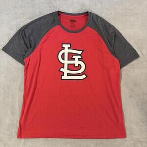St Louis Cardinals MLB Shirt 2XL Red Gray Raglan Tee Stitches Baseball Logo